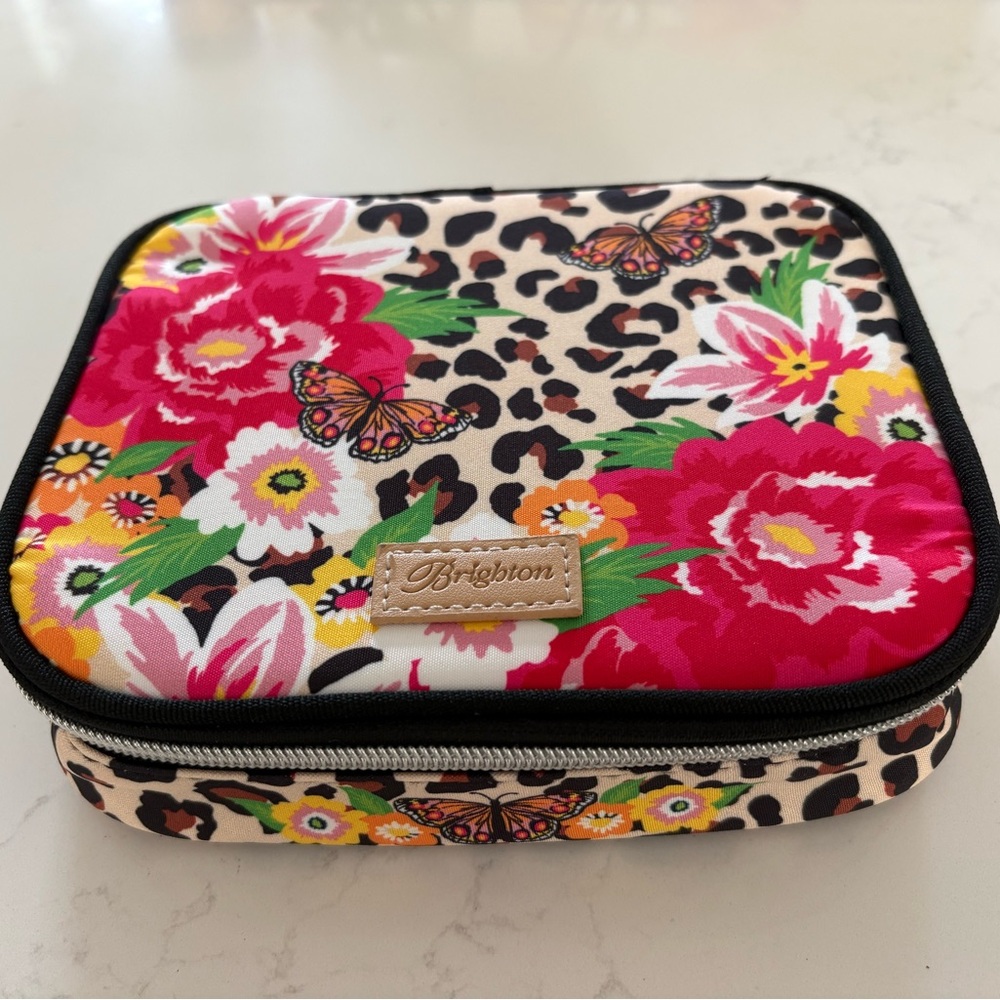 Brighton Garden Spots Butterflies Floral & Leopard Jewelry Case